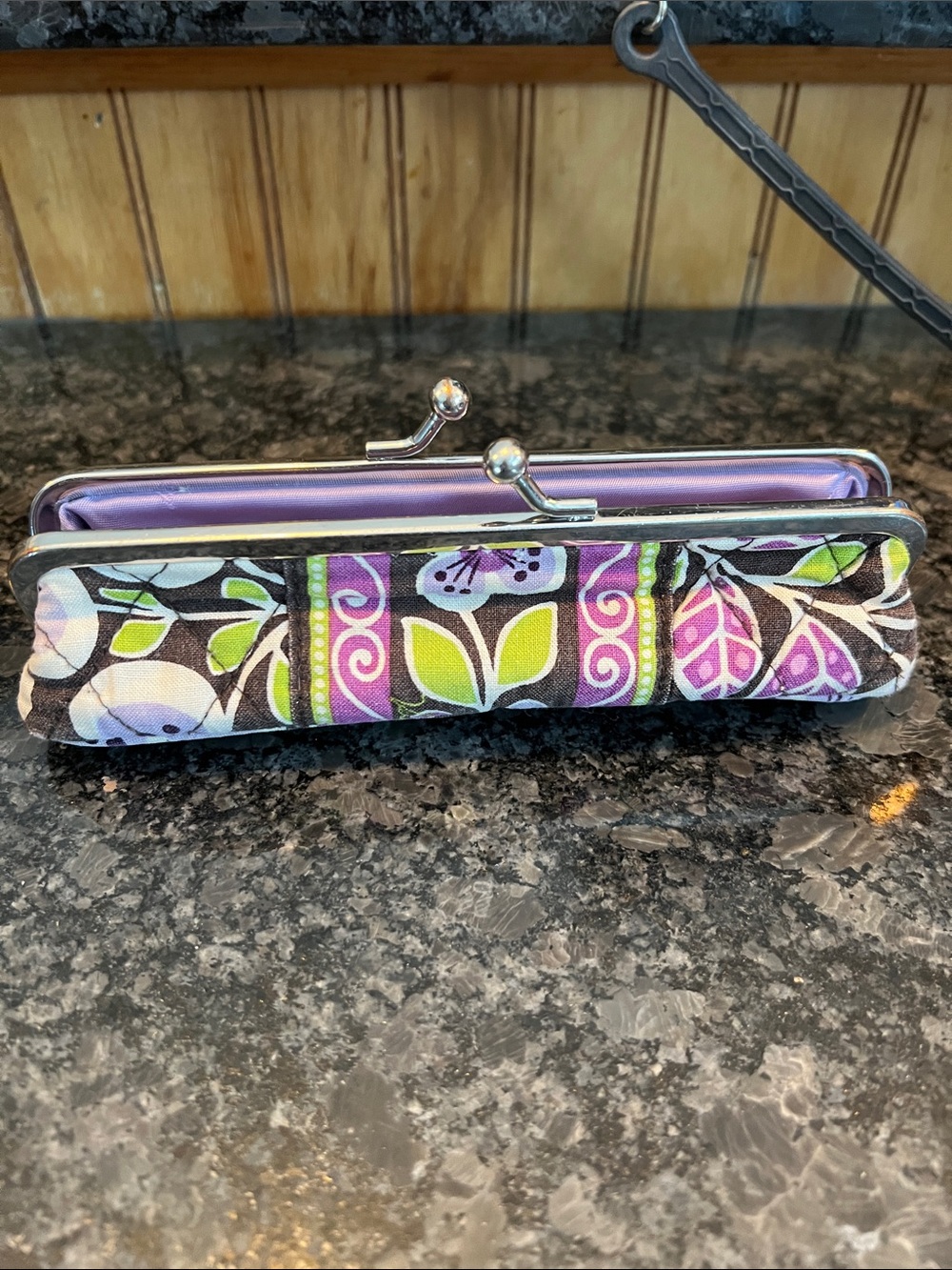 Vera Bradley Lavender Lined Kiss-Lock Eyeglass Pouch